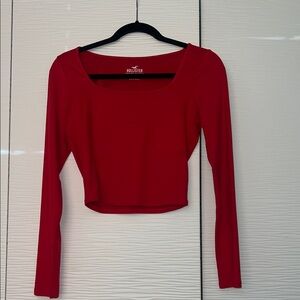 Hollister Red Long Sleeve Crop Top